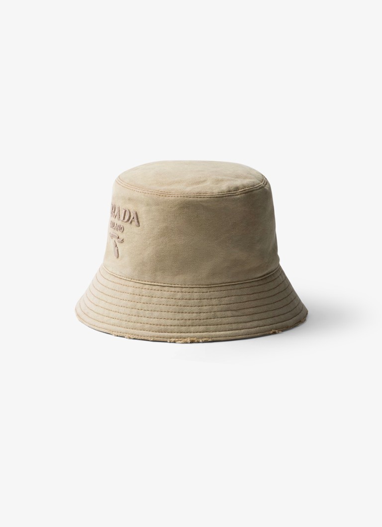 Prada  Bucket hoed van canvas met logoborduring