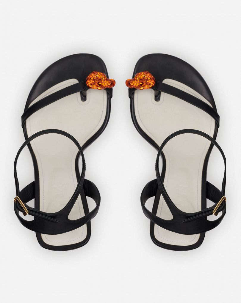 SANDALES SWING EN CUIR AVEC BIJOU MELODIE