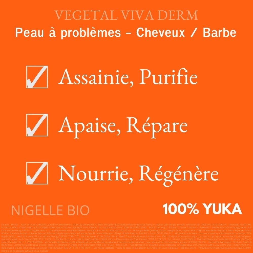 vegetal viva derm Huile de NIGELLE BIO 100% pure et BIO visage corps cheveux
