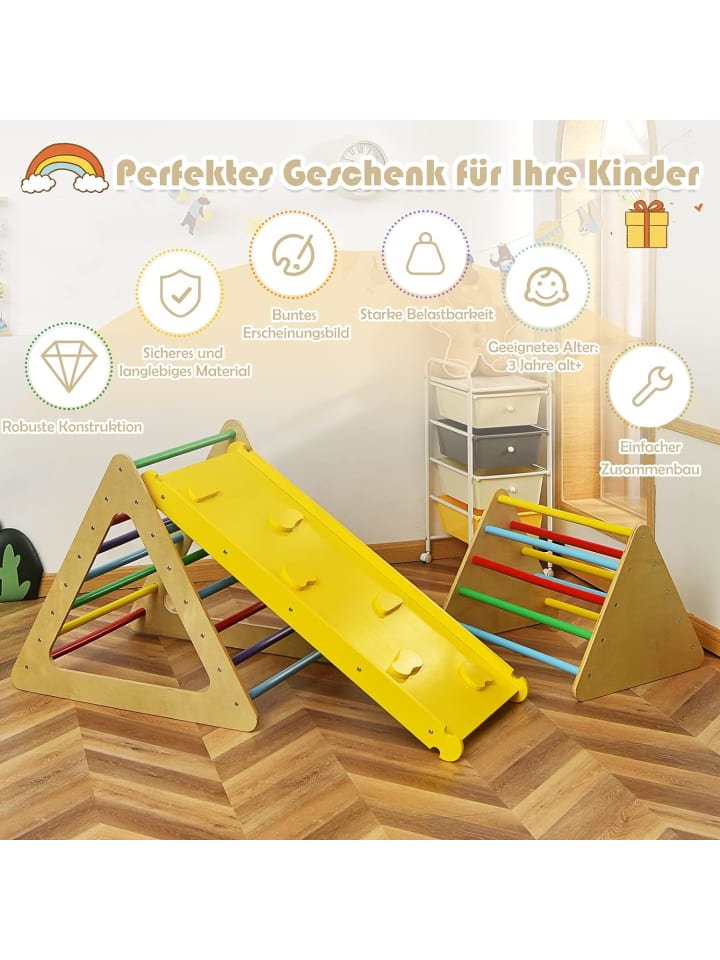 COSTWAY 3 in 1 Kletterdreieck mit Leiter in Bunt günstig kaufen 70 cm