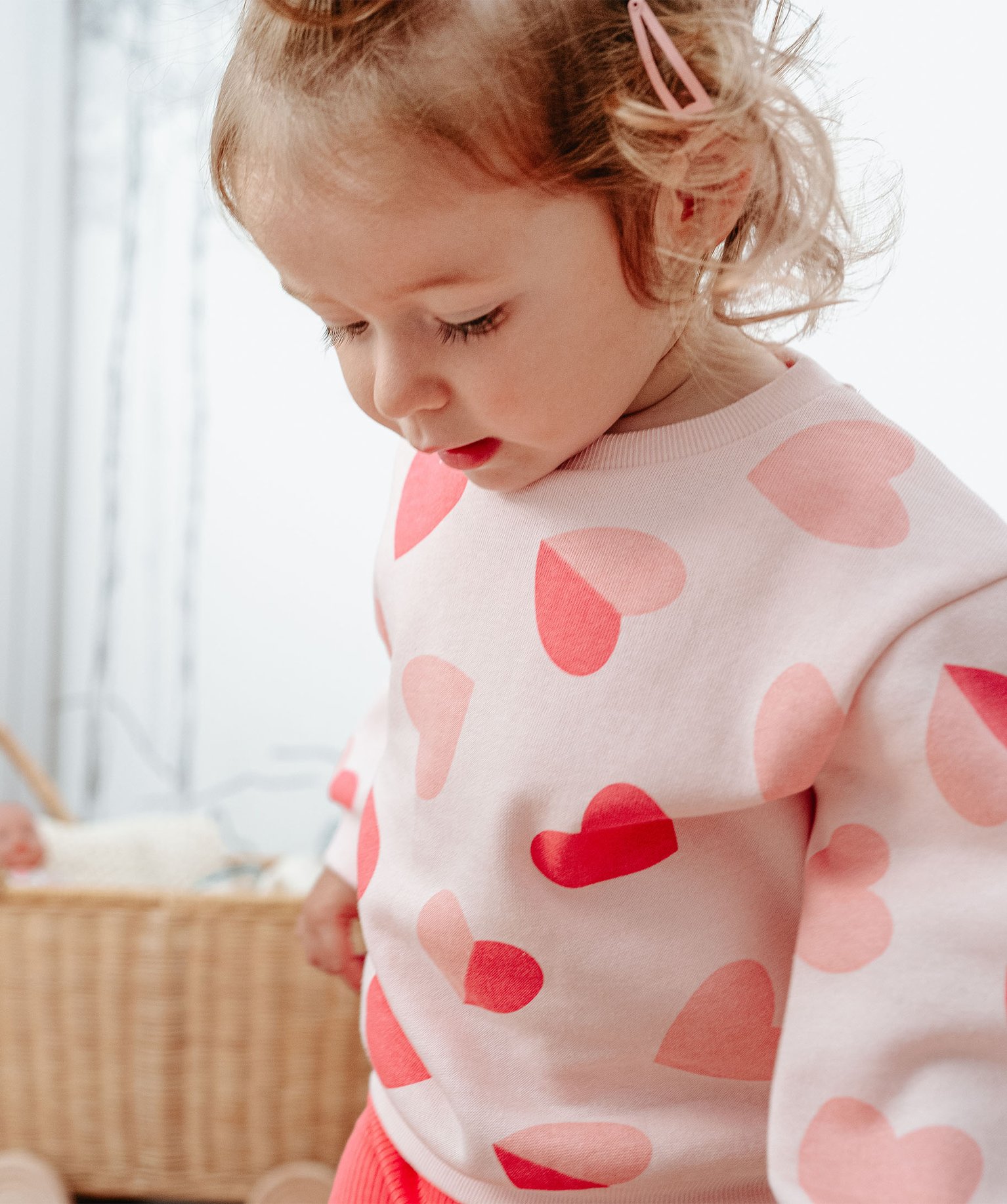 Sweat molletonné avec motifs et message bébé fille rose | GEMO