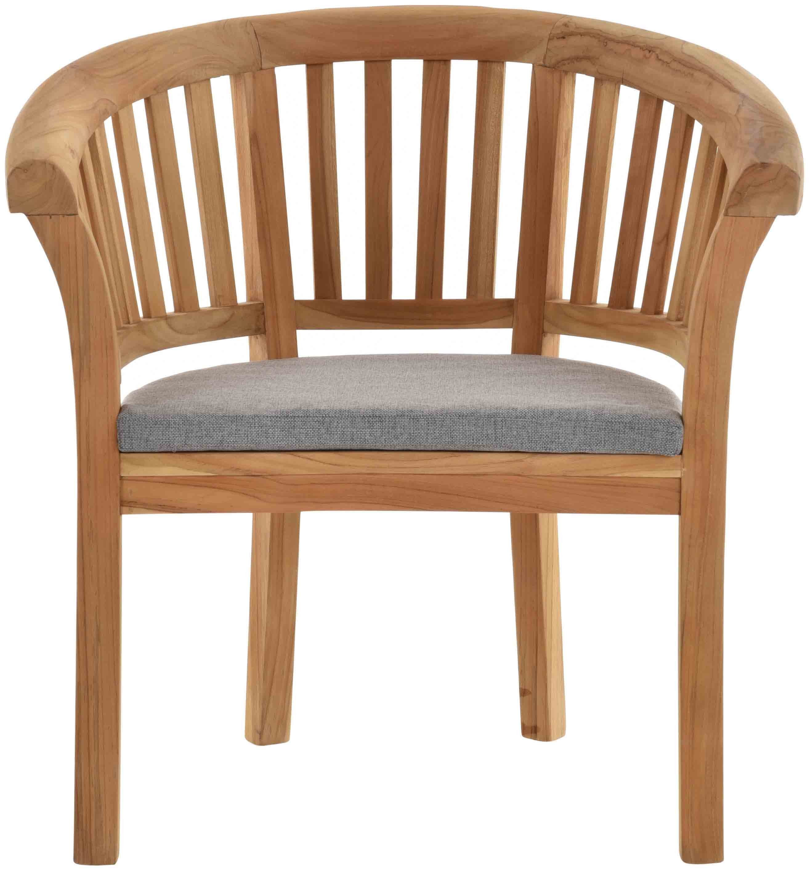 Krines Home Esszimmerstuhl 2er Set Teakstuhl Holz Teak Stuhl Esszimmerstuhl mit Lehne mit Polster (2er-Set, 2 St), Sessel mit Armlehne, Massiv (Planta)