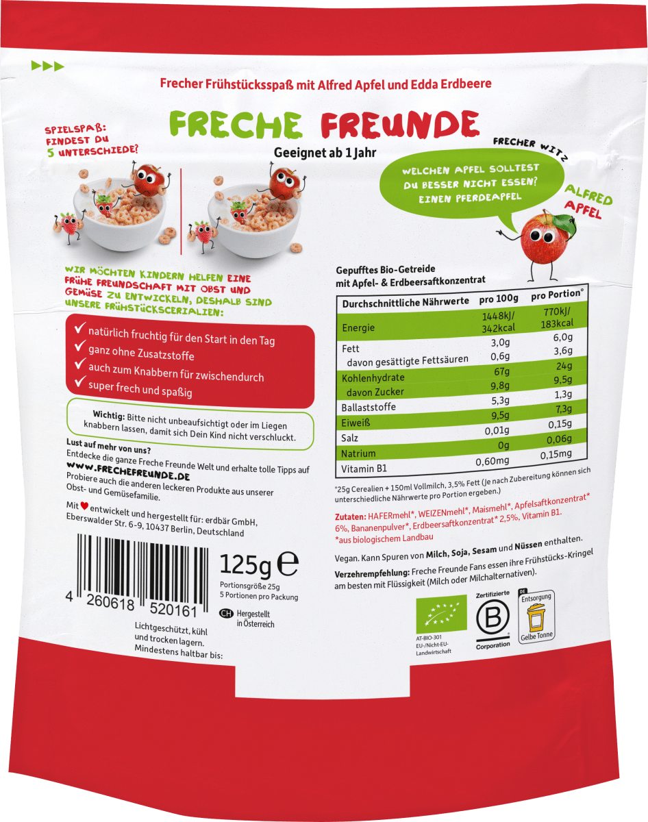 Kindermüsli Apfel & Erdbeere ab 1 Jahr, 125 g
