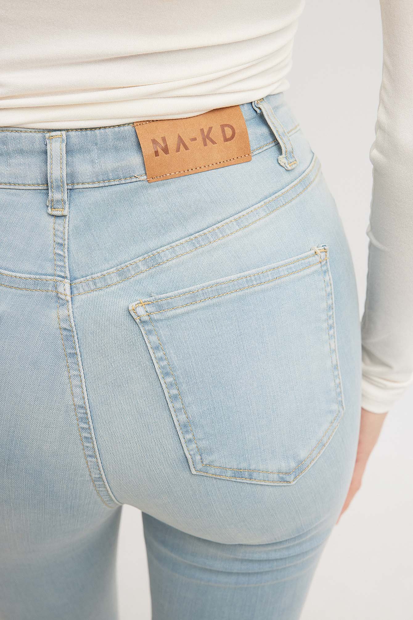 Skinny Jeans mit hoher Taille Used-Look