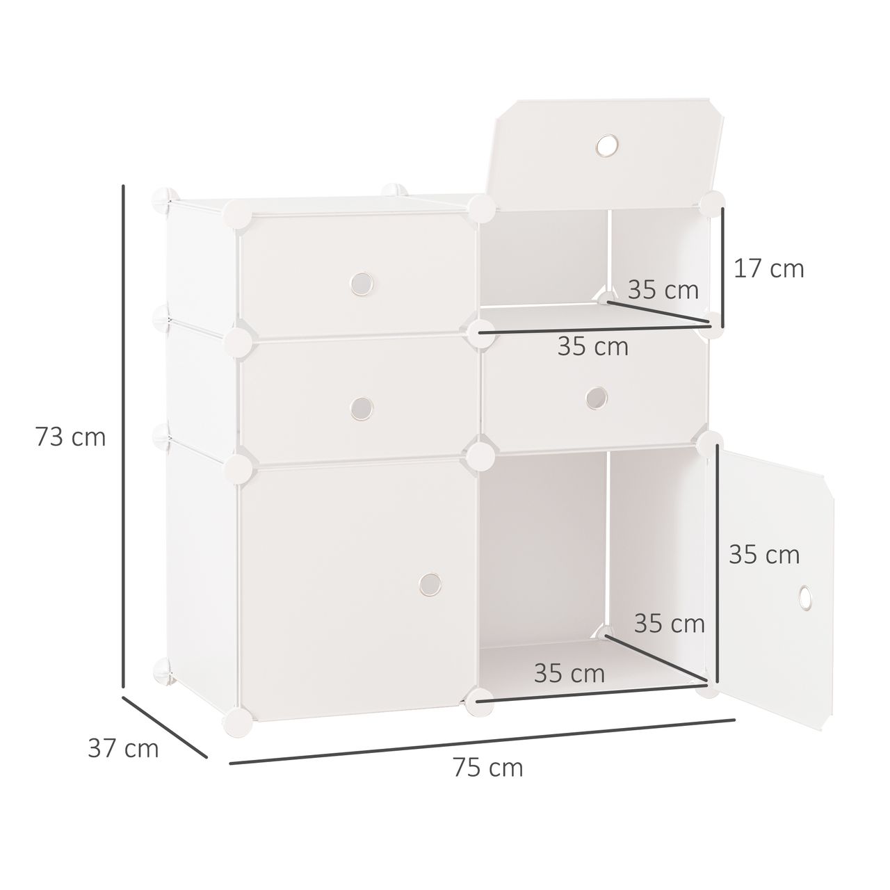 HOMCOM Schuhschrank Regal mit Aufbewahrungsboxen Kleiderschrank Weiß Grau