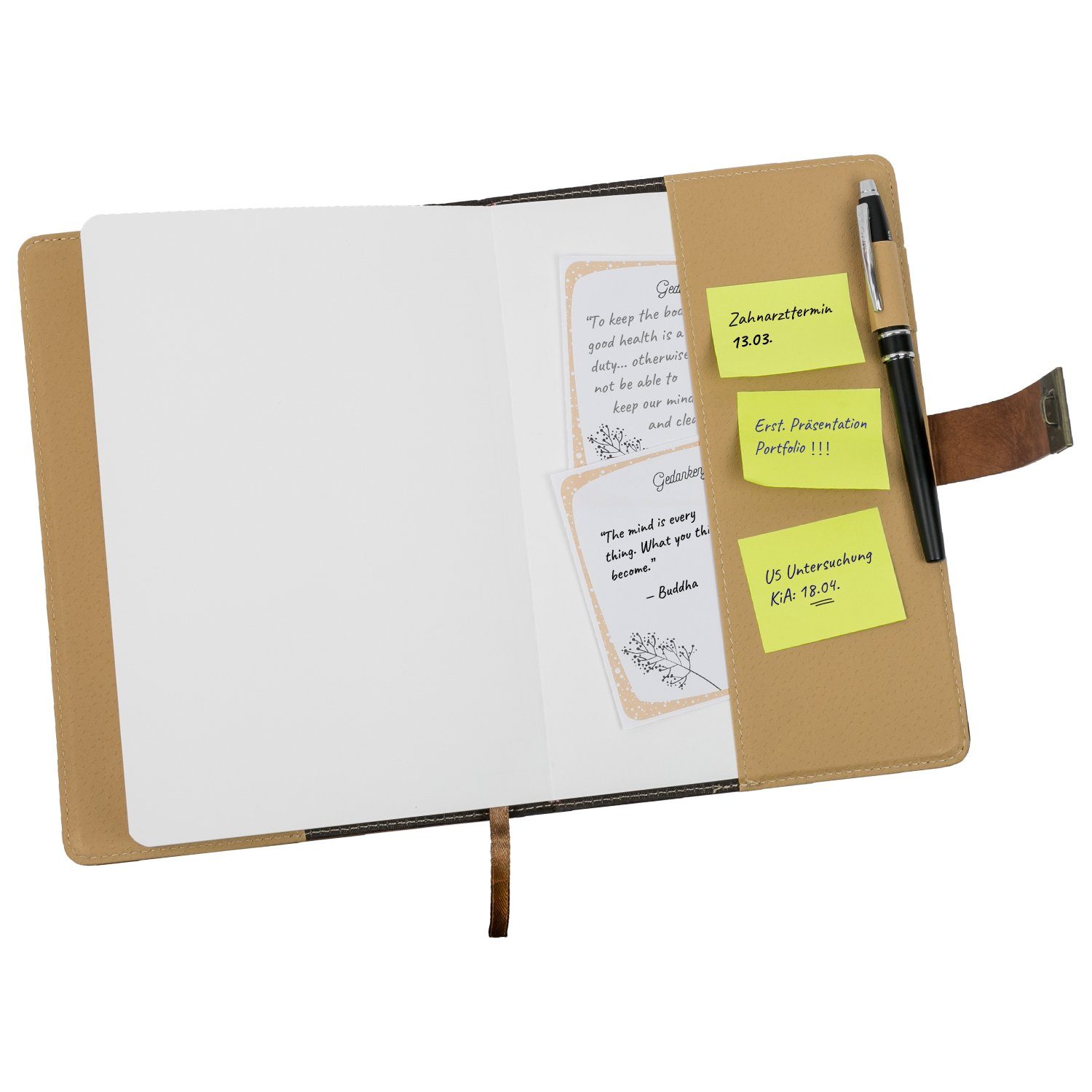 HMF Notizbuch TB1-RUD-A5-19, Tagebuch mit Code Schloss, liniert, Vintage, Kunstleder, A5, Braun