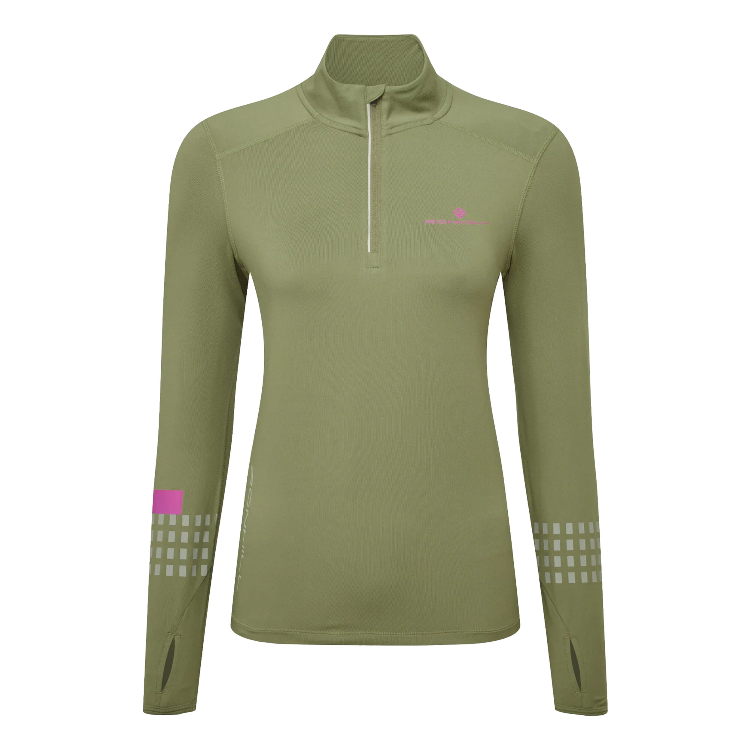 Tech Afterhours 1/2 Zip Laufshirt Damen - Oliv
