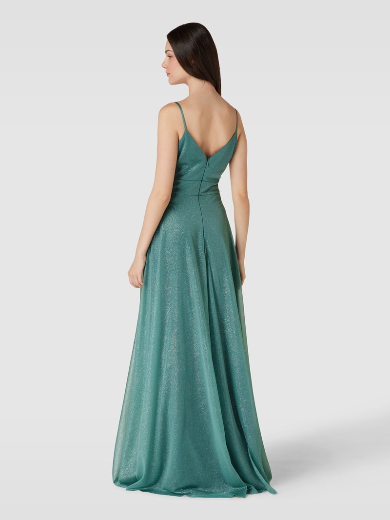 Abendkleid in schimmernder Optik in petrol