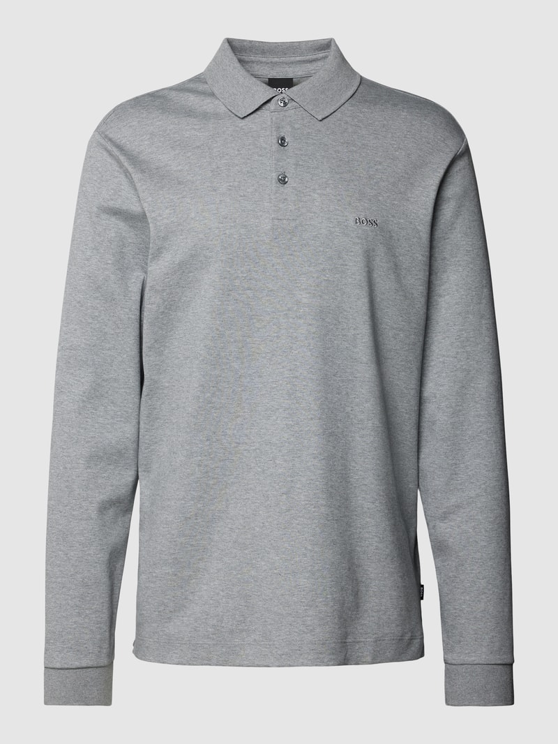 Poloshirt mit Label-Detail Modell 'PADO' in hellgrau