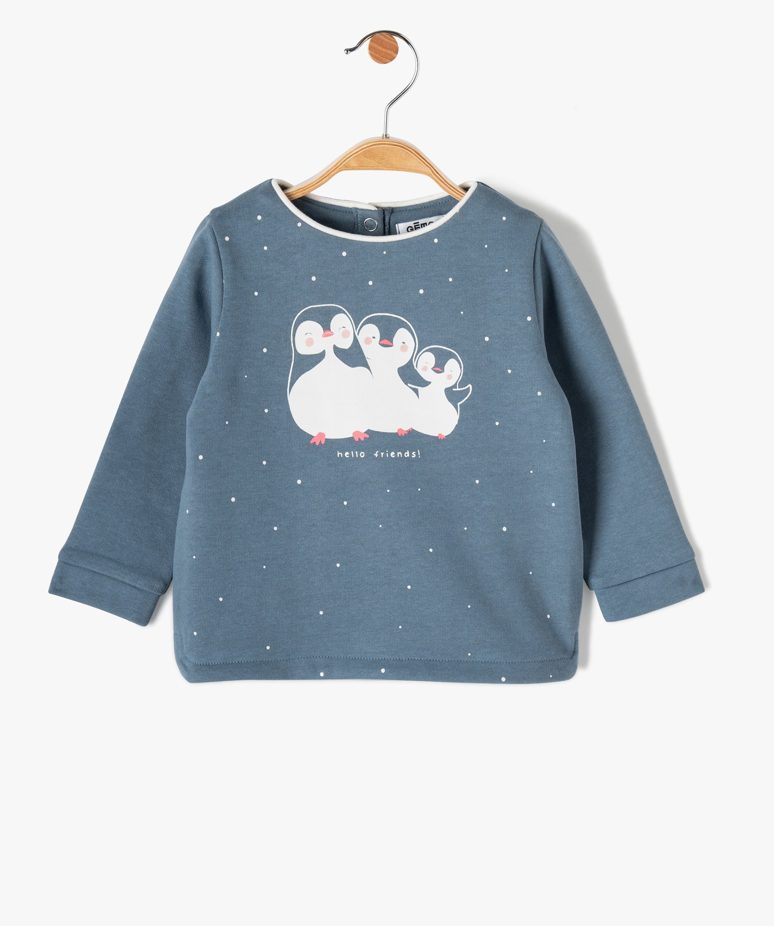 Sweat bébé fille molletonné avec motif animalier bleu | GEMO