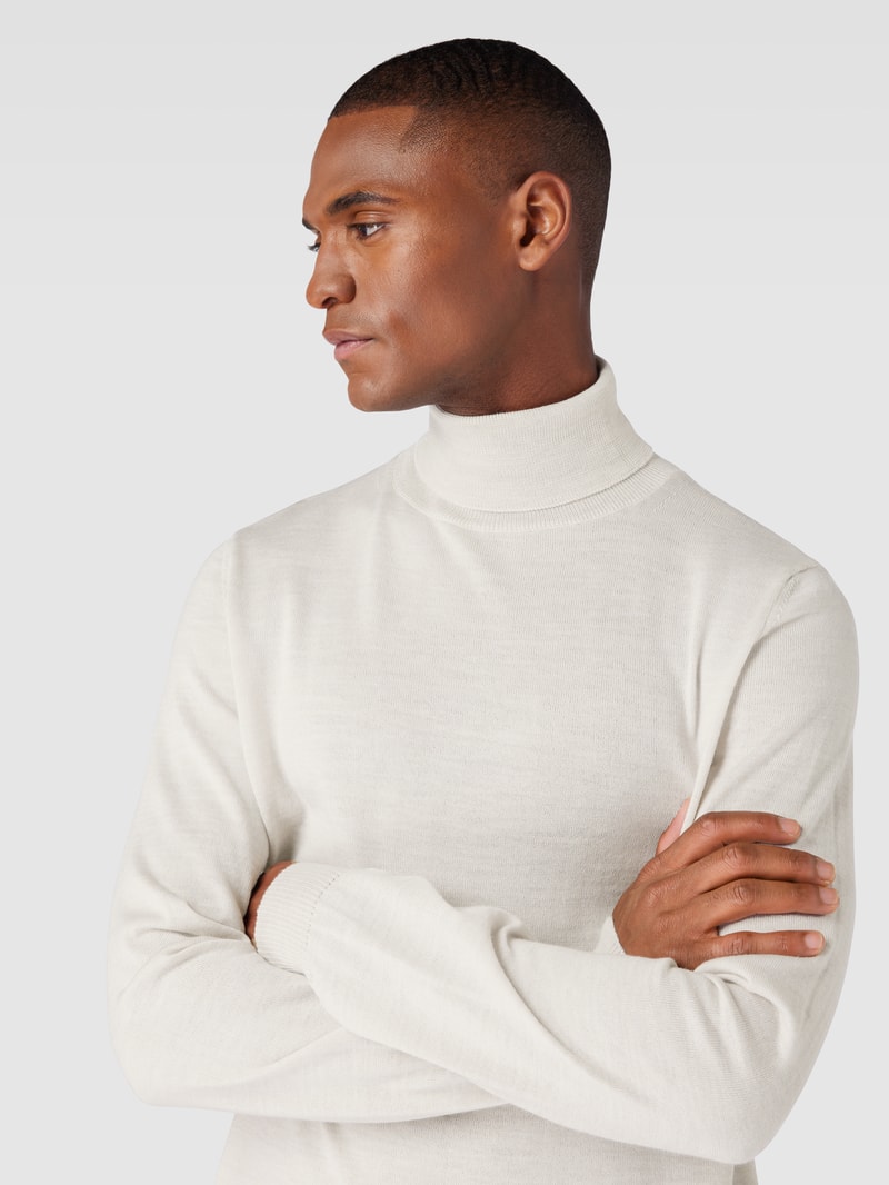 Rollkragenpullover aus Schurwolle Modell 'Donte' in offwhite