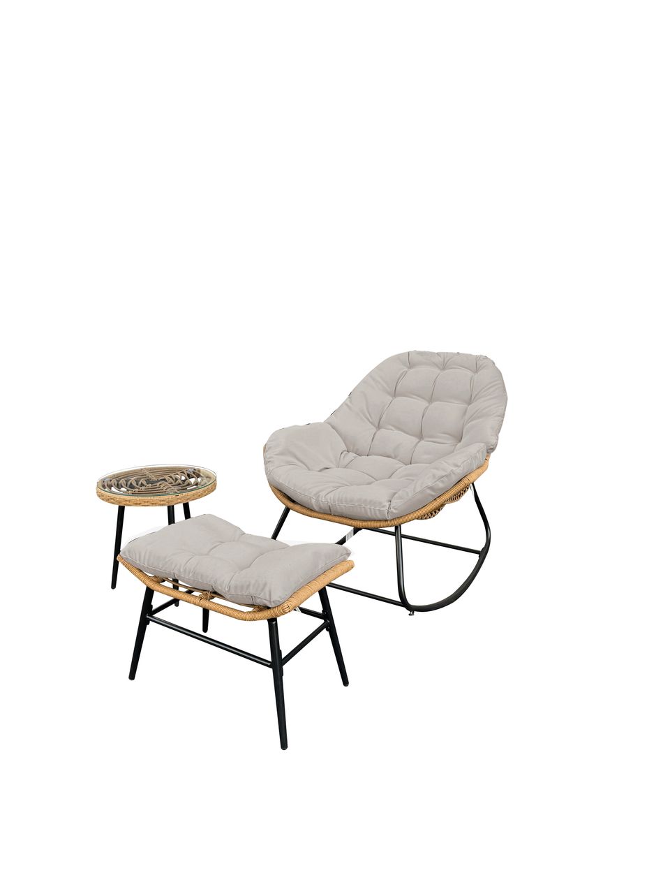 Happy Home Happy Home Rattan Balkonset 3 tlg. Sitzgruppe Gartenset mit Sitzkissen HGS57-BEI Beige
