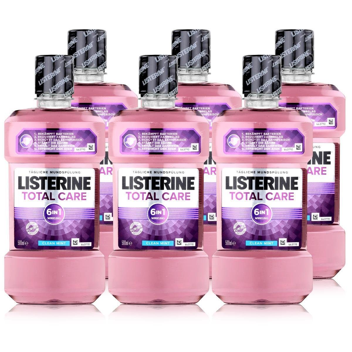 Listerine Mundspülung, Listerine Total Care 500ml - Erhält das Zahnfleisch gesund (6er Pack)