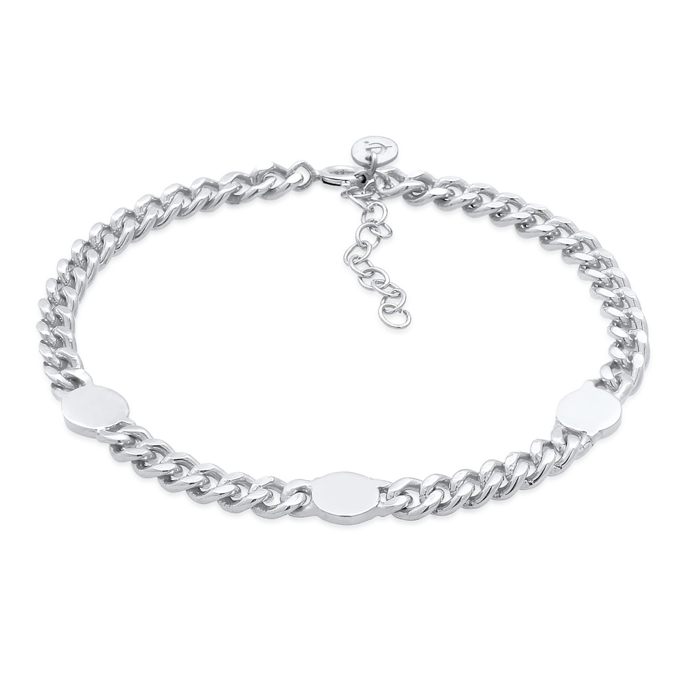 Elli PREMIUM Elli PREMIUM Bracelet Chaîne pour dames en forme de disque à plaque pleine réglab Bracelet