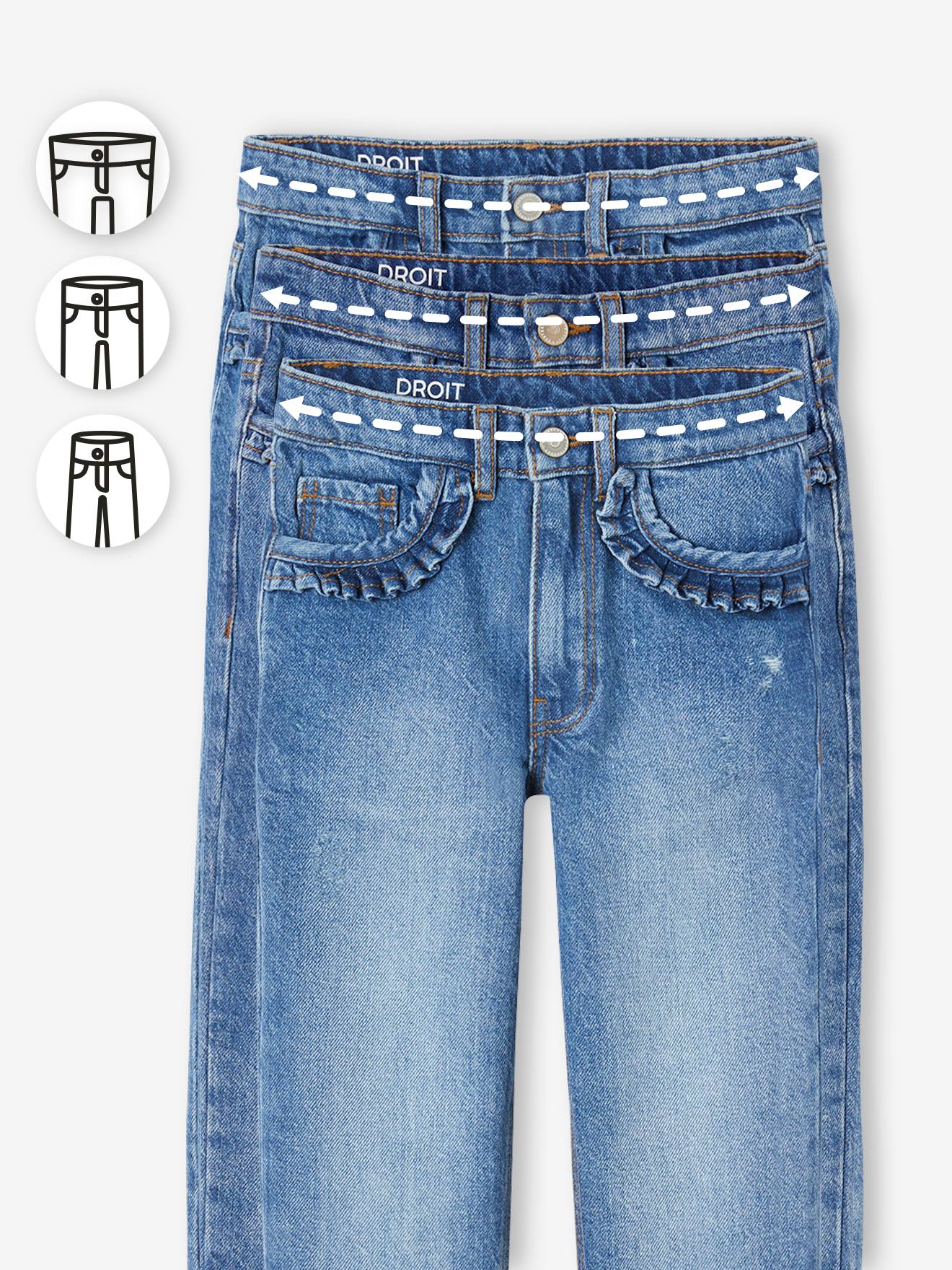 Vertbaudet Gerade Mädchen Jeans, Hüftweite COMFORT - bleached