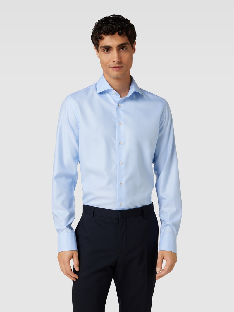Travel Fit Business-Hemd mit Knopfleiste Modell 'Cutaway' in bleu