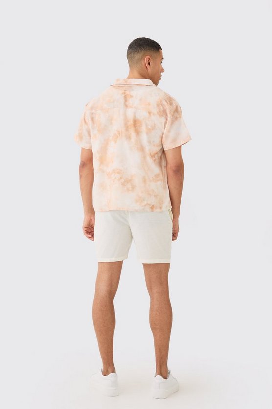 Kastiges Batik Hemd in Leinenoptik