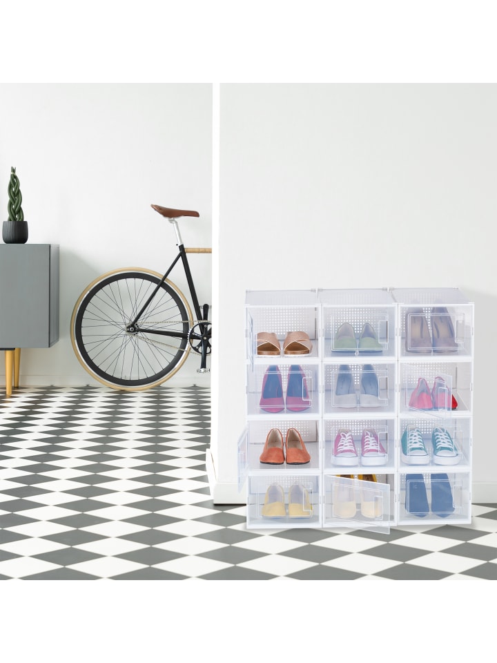 relaxdays 12 x Schuhboxen in Transparent/ Weiß günstig kaufen onesize