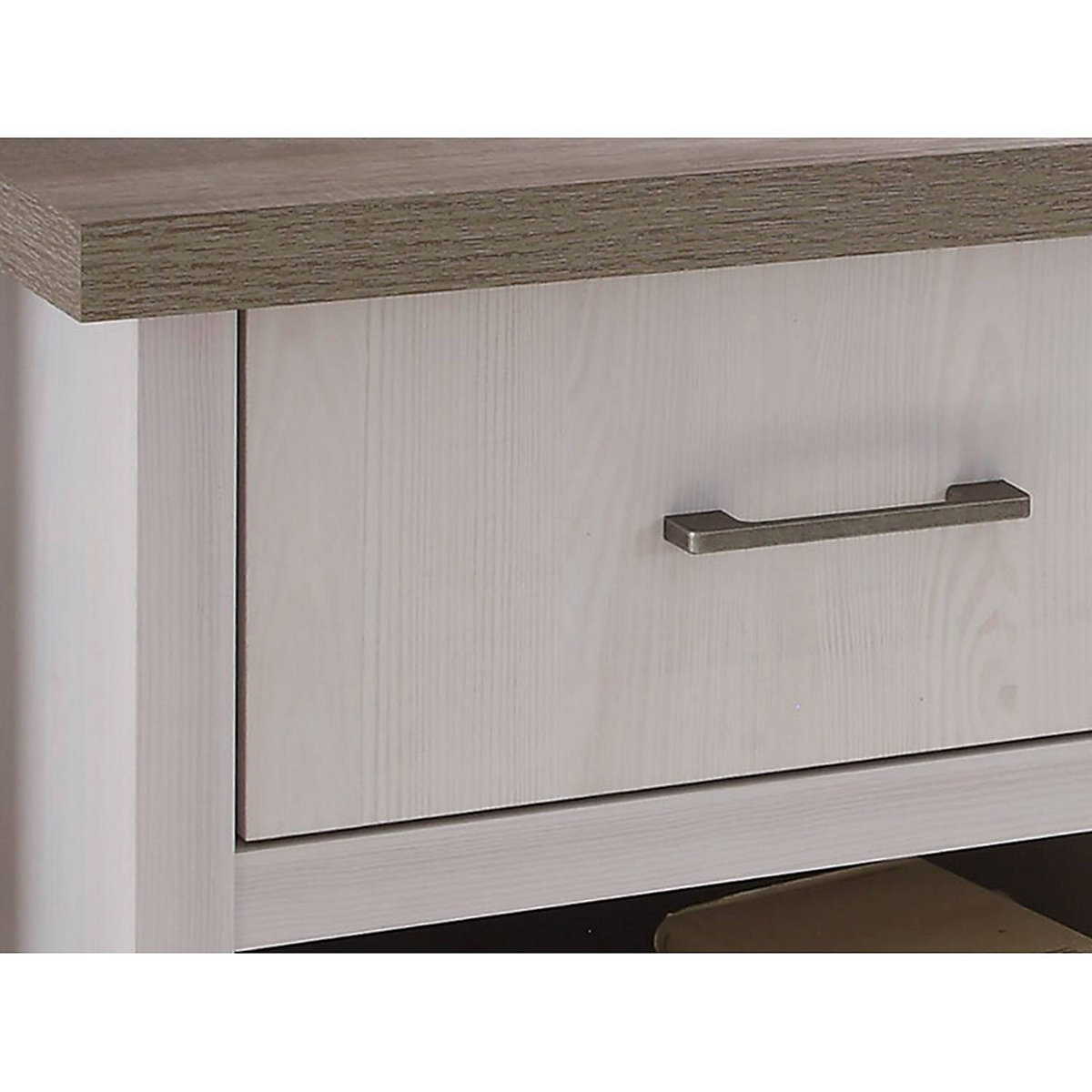 Schreibtisch im Landhausstil LUND-78 in Pinie weiß Nb./Trüffel Eiche Nb., B/H/T: ca. 141/77/81 cm
