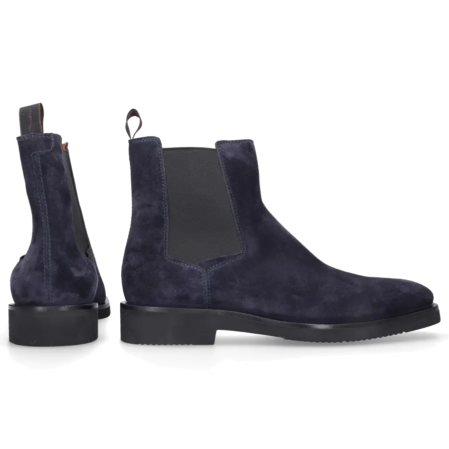 Santoni - Chelsea Boots 17759 Veloursleder - blau