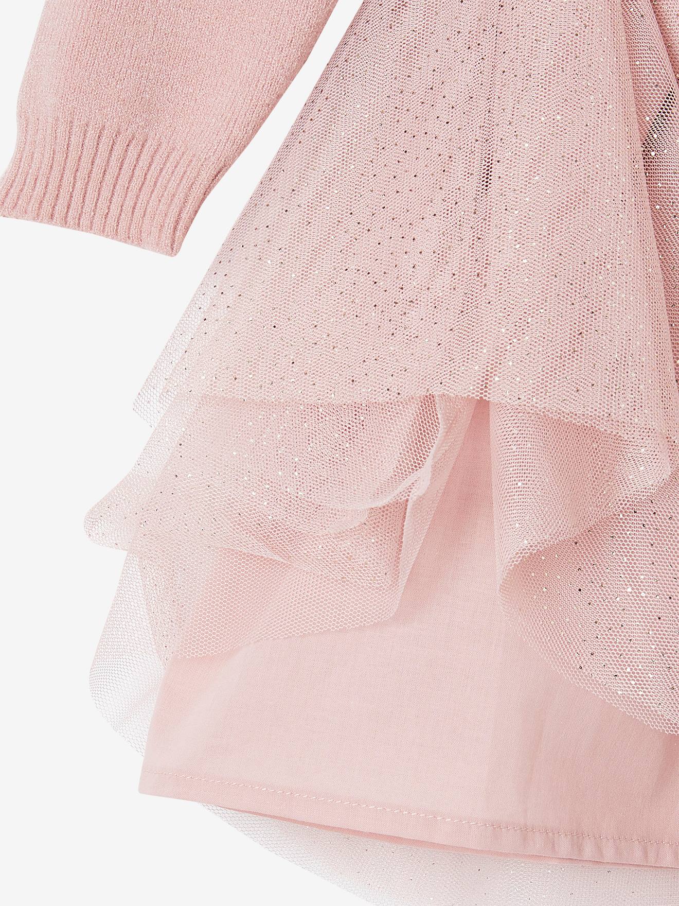 Vertbaudet Festliches Mädchen Strickkleid mit Tüll - hellrosa