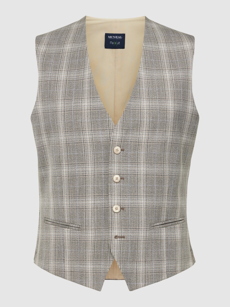 Slim Fit Weste mit Karomuster Modell 'Emil' in hellbraun