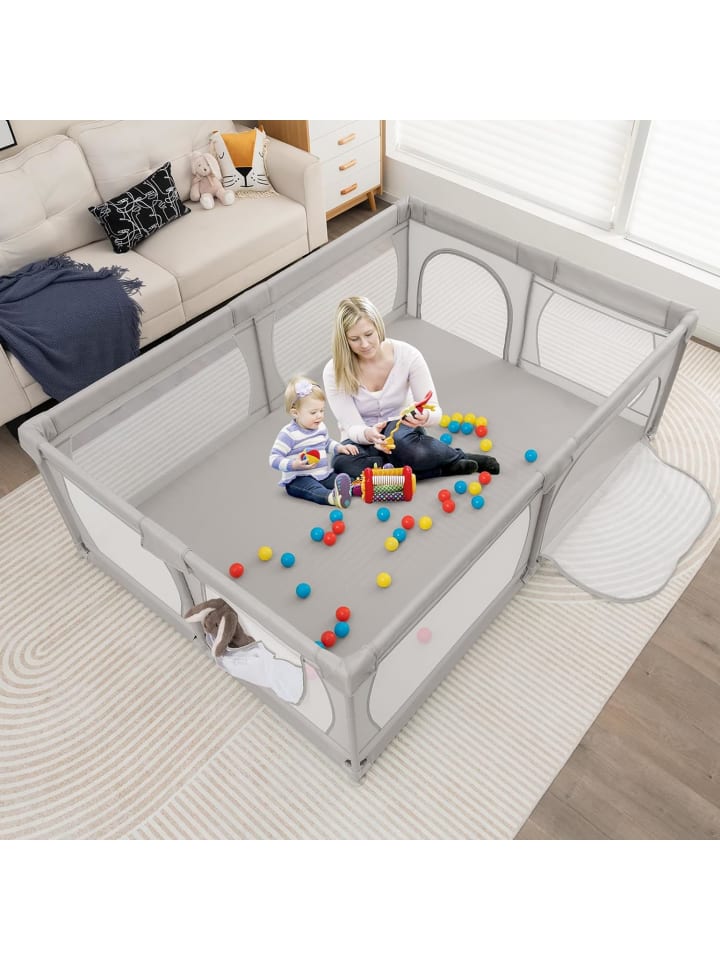 COSTWAY Laufgitter mit 50 Spielbällen in Grau günstig kaufen 68 cm