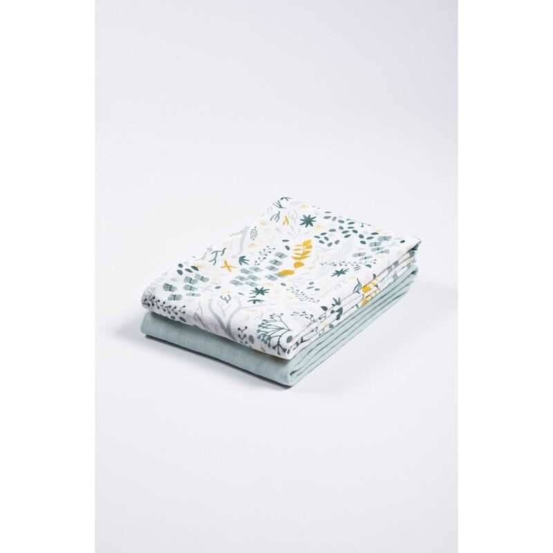Set de 2 langes emmaillotage en Coton Bio à motifs Yukari