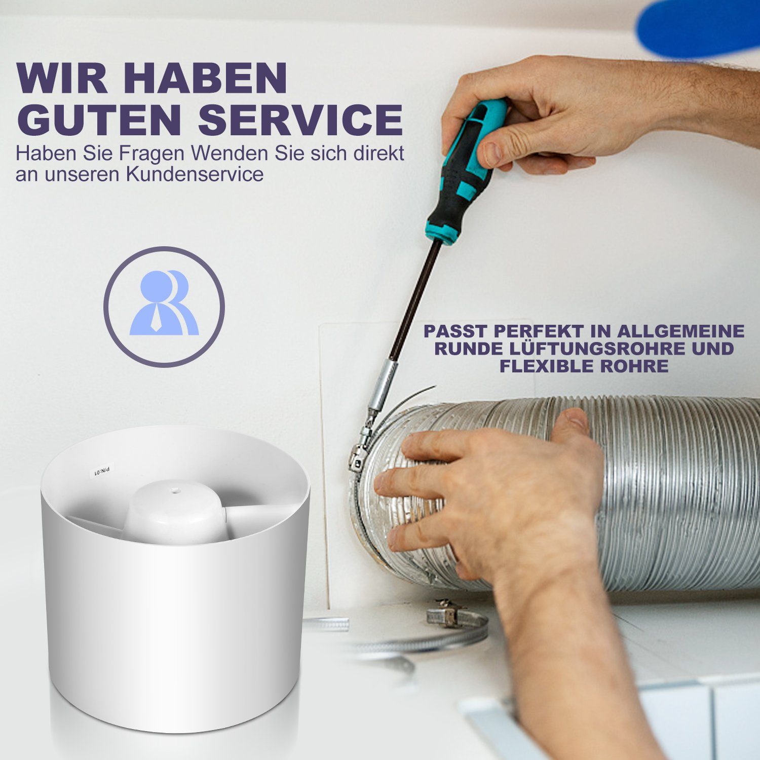 Gimisgu Wandventilator Rohrventilator Ø100mm/150mm Inline-Abluftventilator mit Rückstauklappe