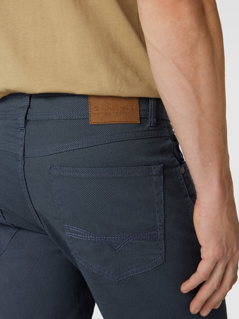Stoffhose mit Strukturmuster in bleu