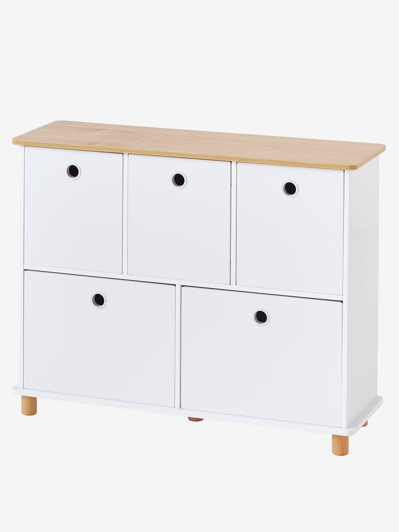 Vertbaudet Kinderzimmer Sideboard PTILOU, 5 Schubladen - weiß/natur