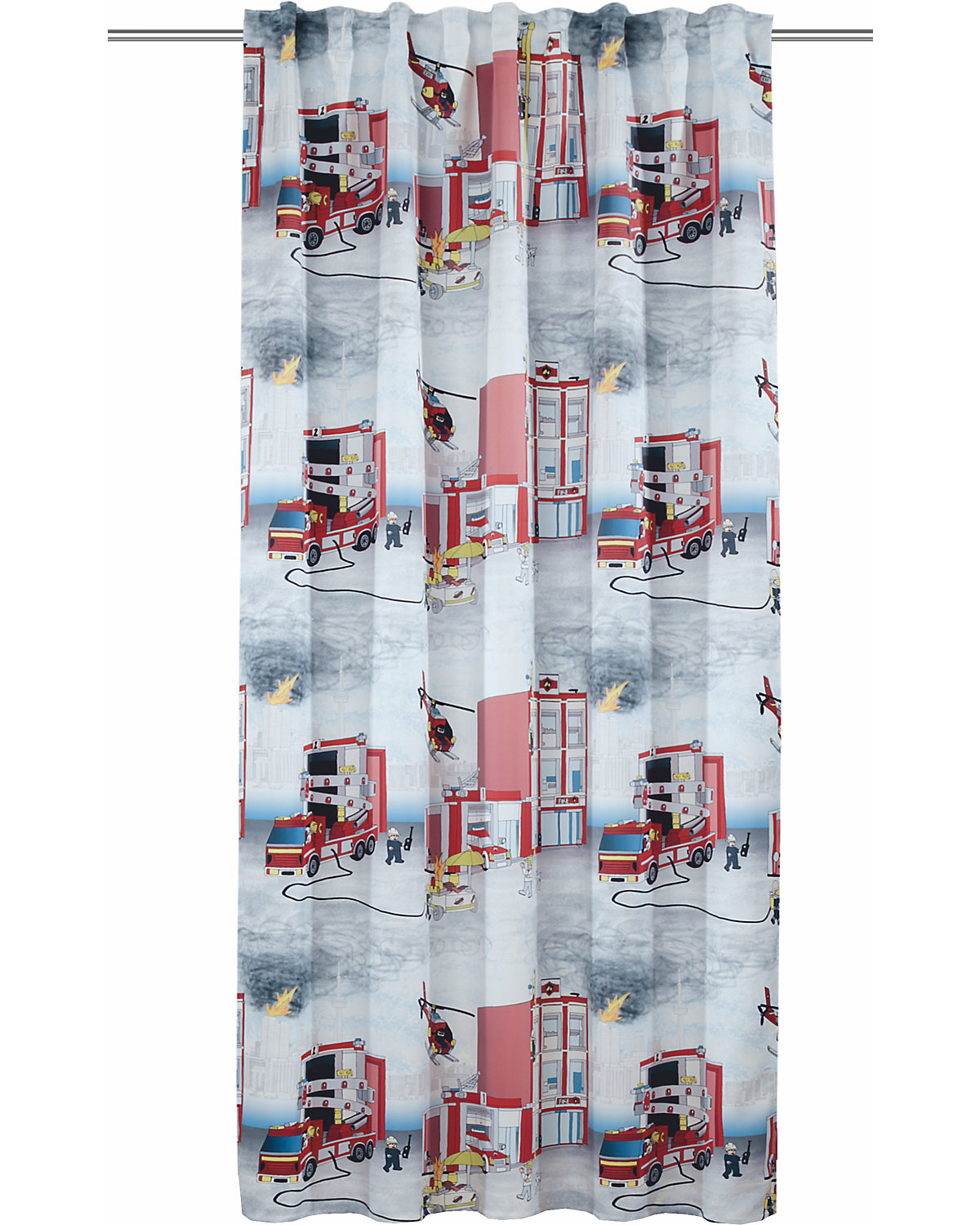 Vorhang Schal, Feuerwehr, 245 x 135 cm, weiß/rot