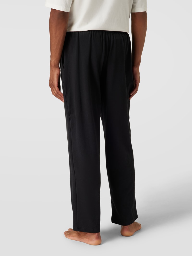 Pyjama-Hose mit elastischem Logo-Bund in schwarz