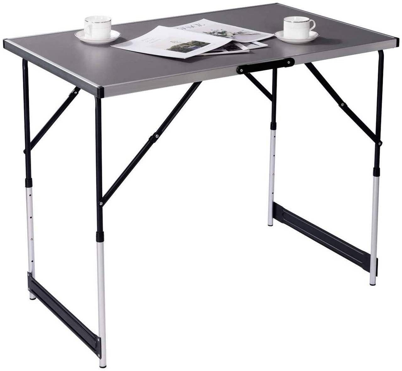 EUGAD Campingtisch (1-St), höhenverstellbar klappbar aus MDF, Aluminium Stahl