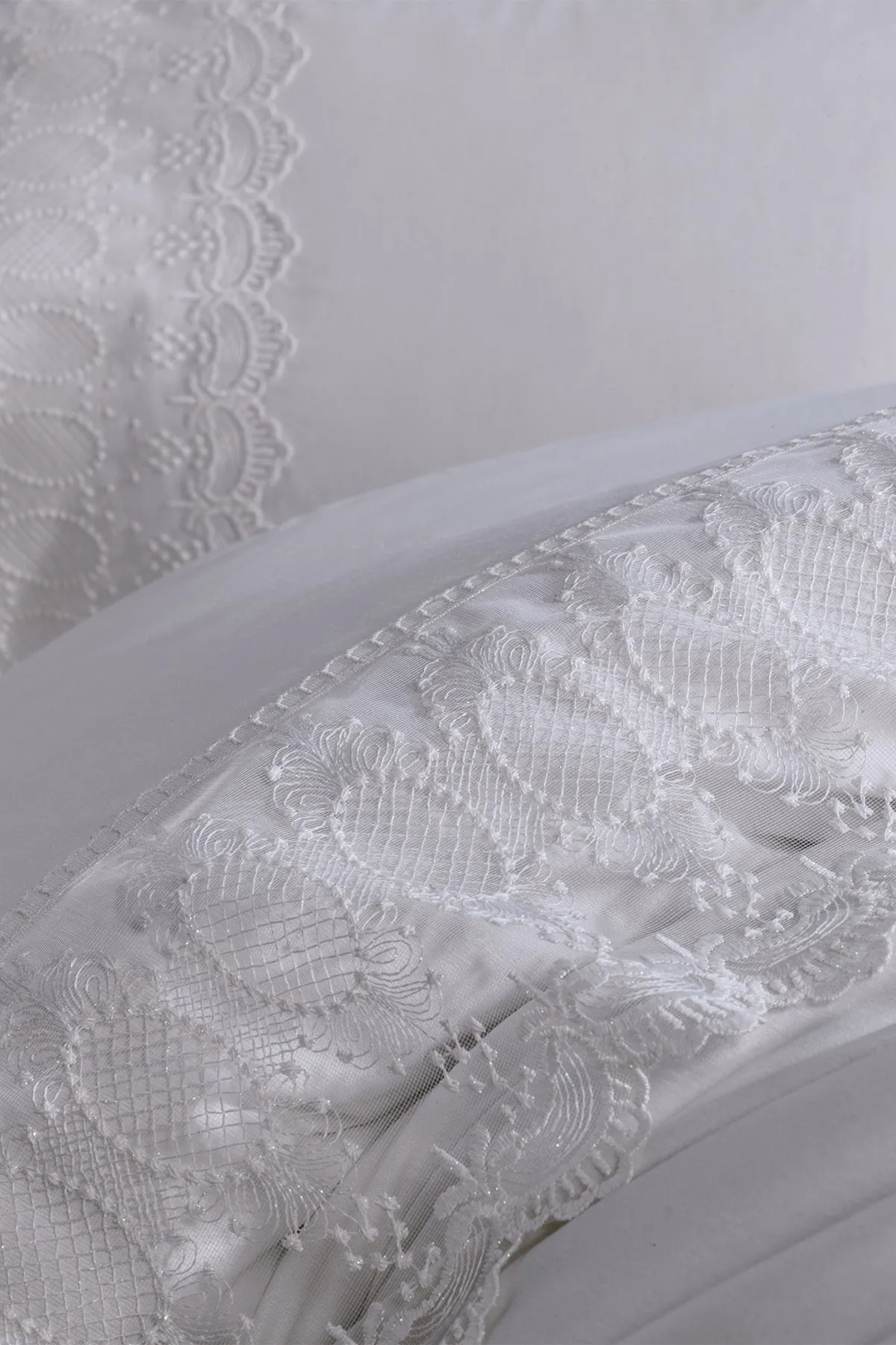 Çeyiz Diyarı  Bettbezug-Set Simona Dowry aus französischer Spitze, Creme