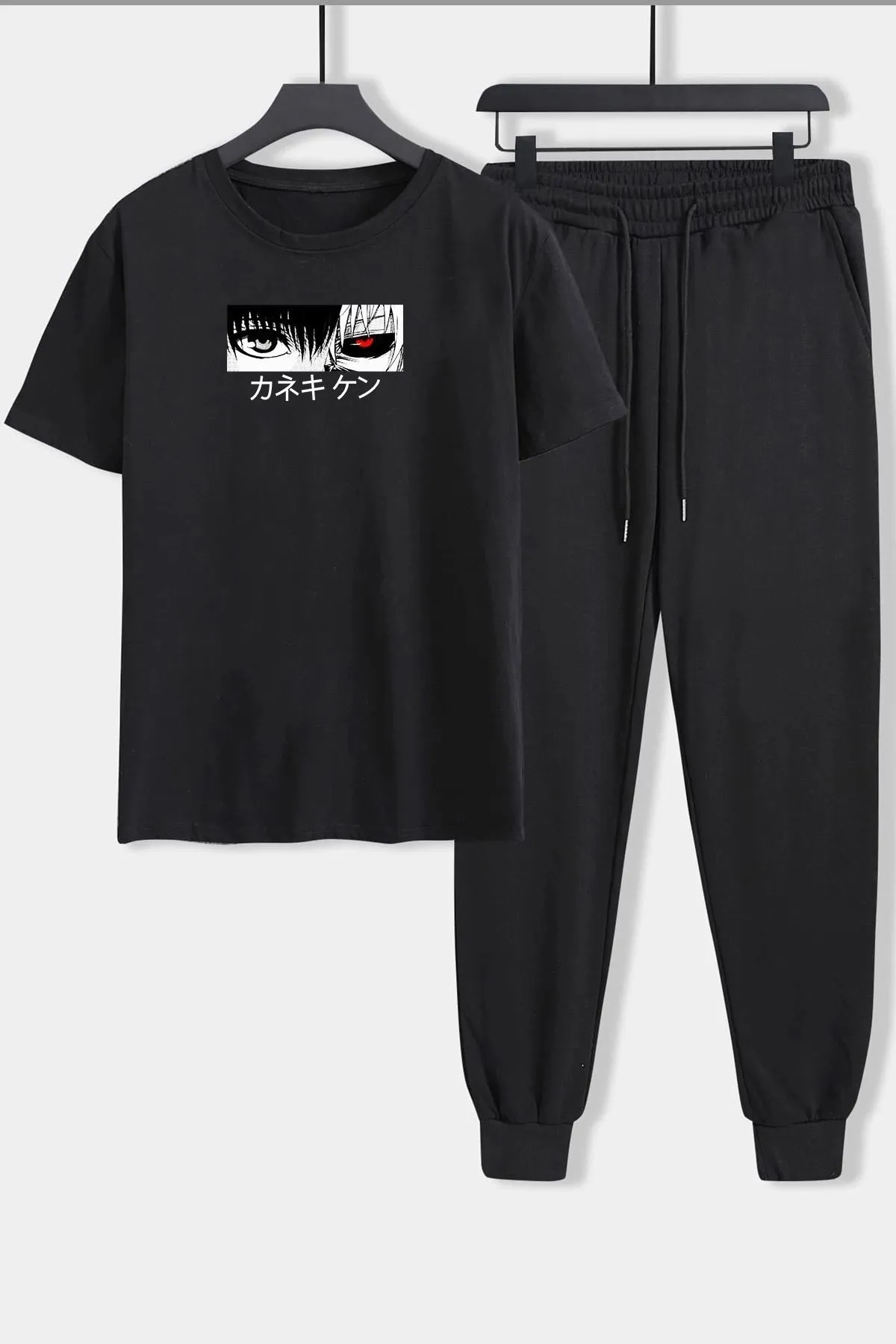 uyguntarz  Unisex Ken Kaneki bedrucktes 2-teiliges Trainingsanzug-Set
