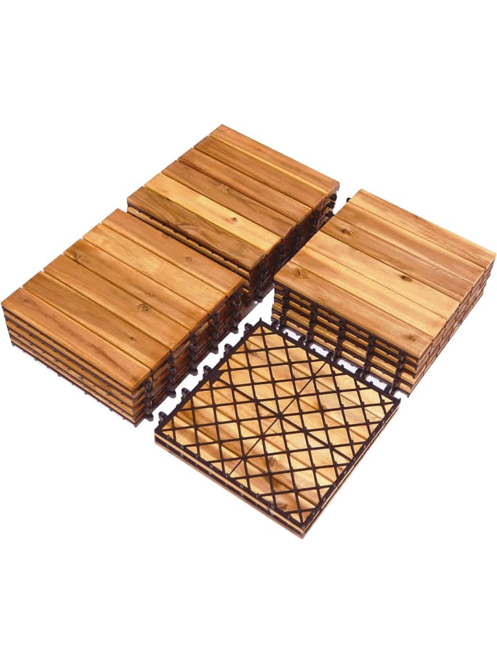 COSTWAY Holzfliesen 27 Stk. Set in Braun günstig kaufen onesize