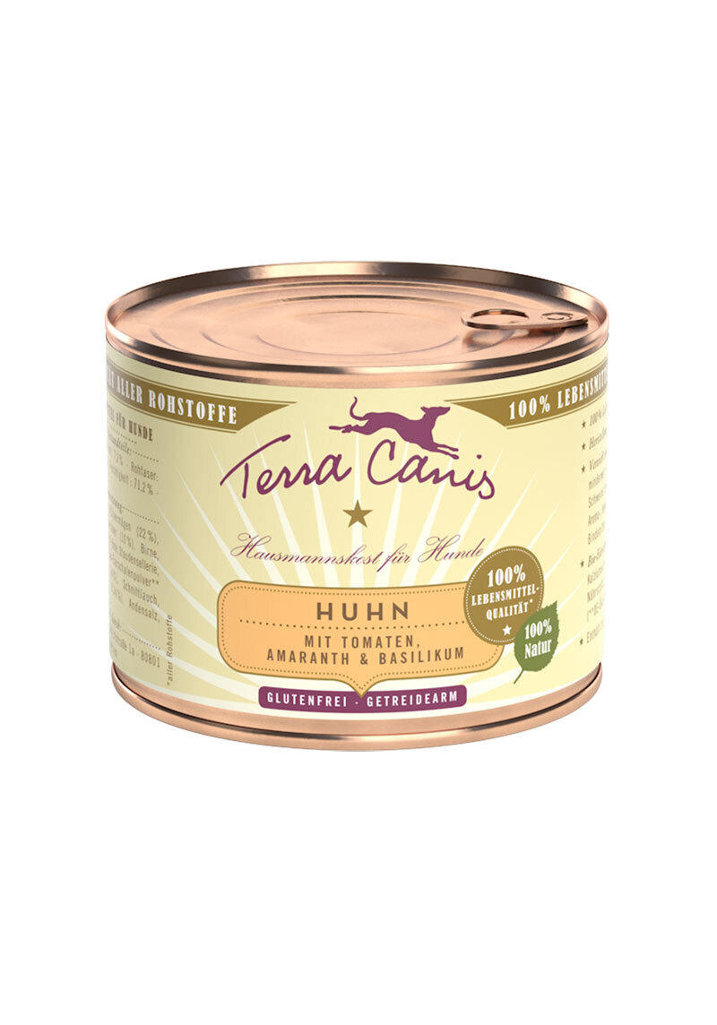Terra Canis Hundenassfutter Terra Canis Classic Adult 12x200g Huhn mit Tomaten, Amaranth & Basilikum