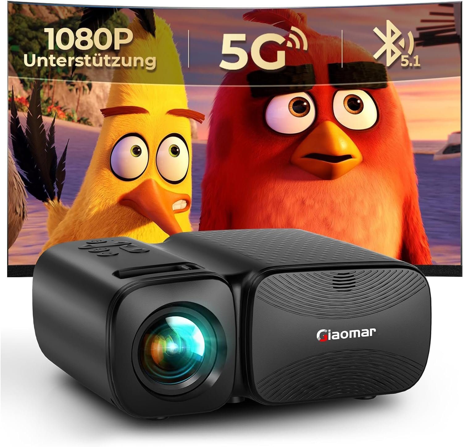 Vigpil Beamer (9000 lm, 8000:1, 1920 x 1080 px, LED Mini Beamer Bluetooth 250” Display, Klein Tragbarer Kurzdistanz)