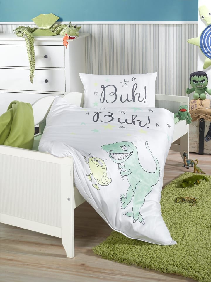 Carpe Sonno Polyester Bettwäsche Set Buh! in Grün günstig kaufen 100 x 135 cm   40 x 60 cm