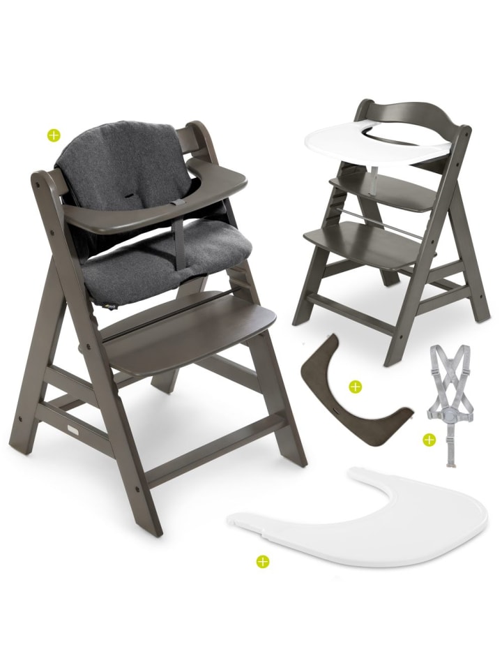 Hauck Hochstuhl Alpha Plus Charcoal im Sparset inkl. in grau,weiss günstig kaufen onesize
