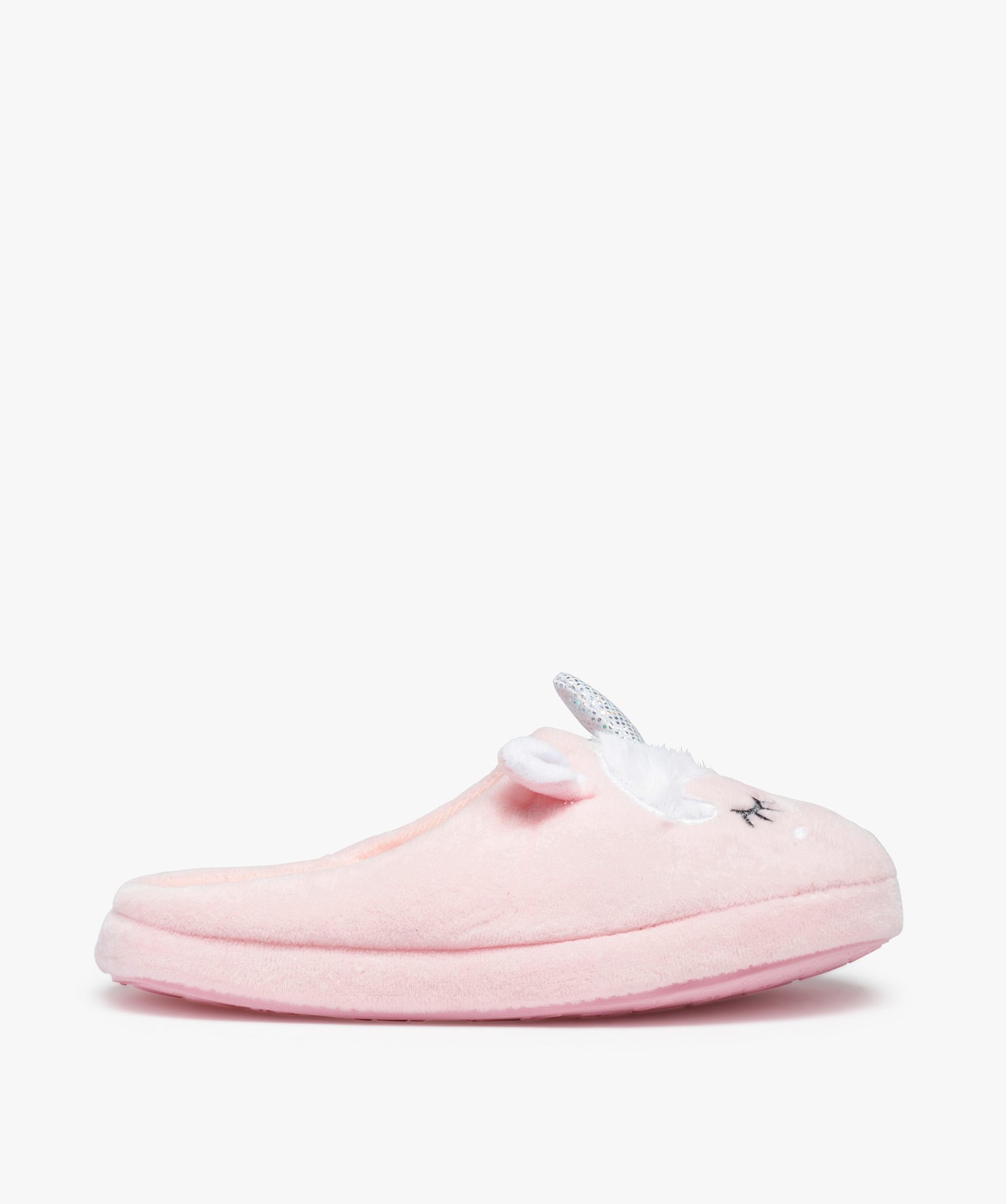 Chaussons fille mules en forme de licorne détails pailletés rose | GEMO