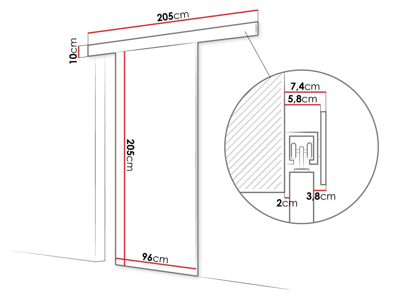 Mirjan24 Schiebetür Leo 90 I (Tür universell Links / Rechts), Einfache Montage, Solide Aluminiumgriffe, Selbstschließsystem