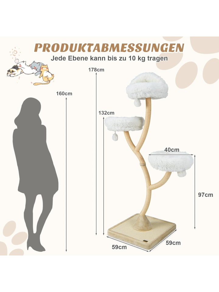 COSTWAY 178 cm Katzenbaum in Beige günstig kaufen onesize