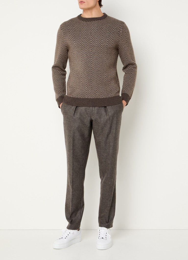 Pulover delicat Profumo din amestec de lână cu model în spic de herringbone.