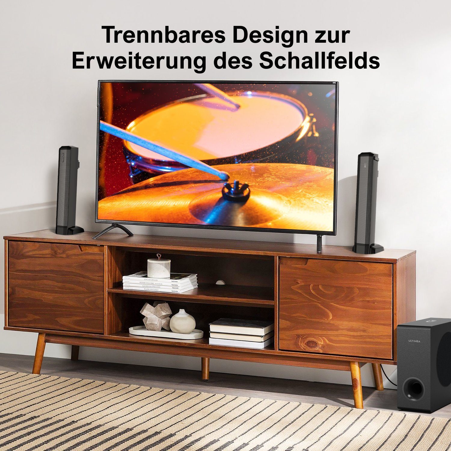 Ultimea Apollo S50 4.1-Kanal Soundbar (Abnehmbar Lautsprecher, 200W, mit Subwoofer)