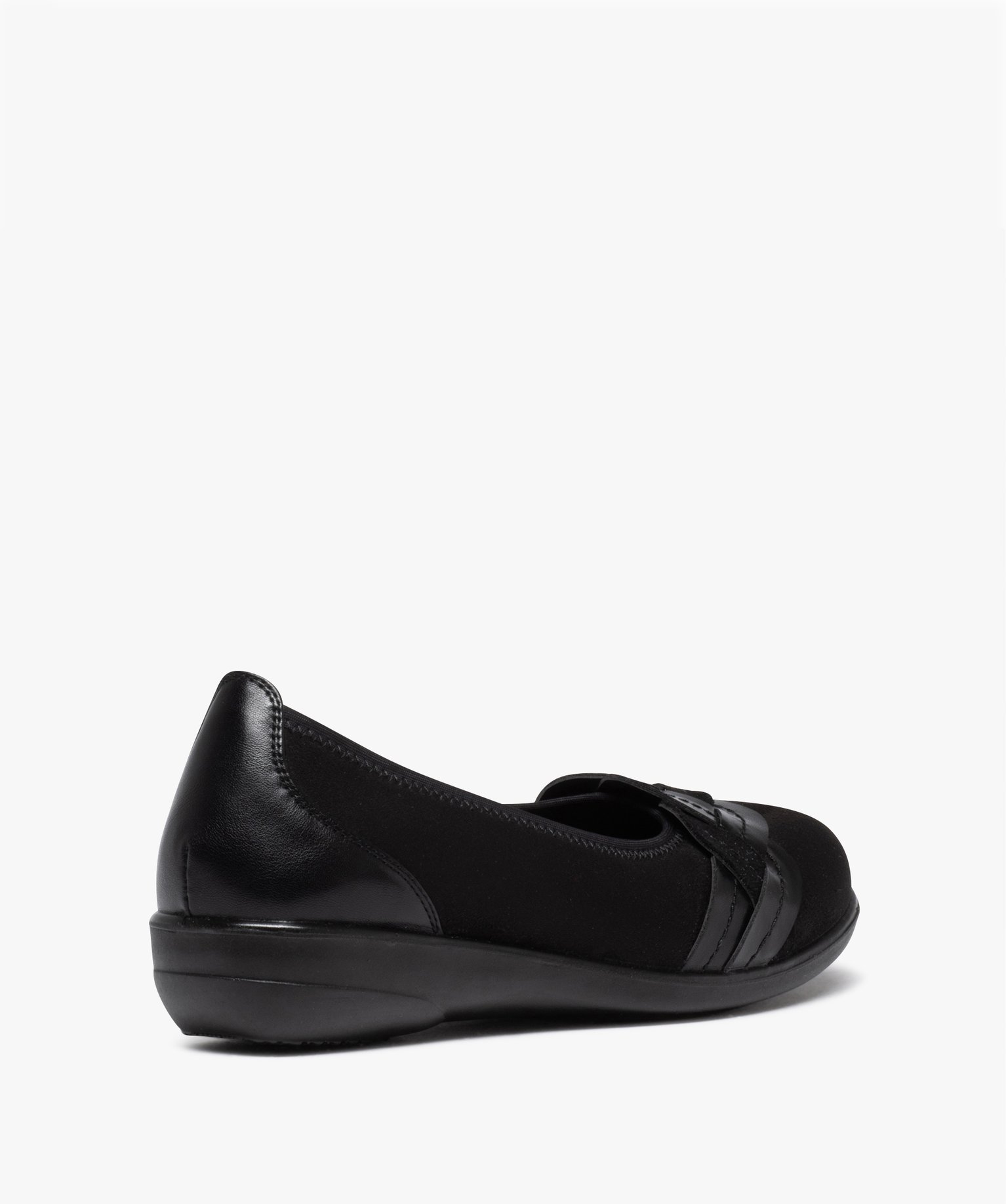 Ballerines femme confort en suédine avec bride tressée noir | GEMO