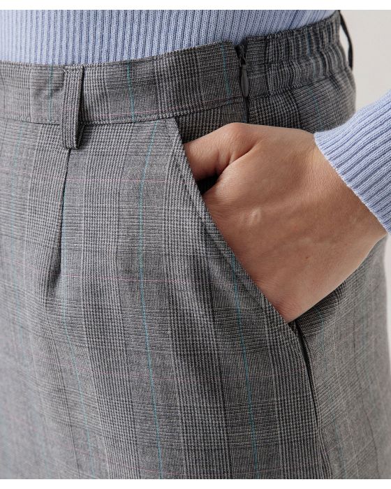 Jupe pli creux, lainage aspect flanelle