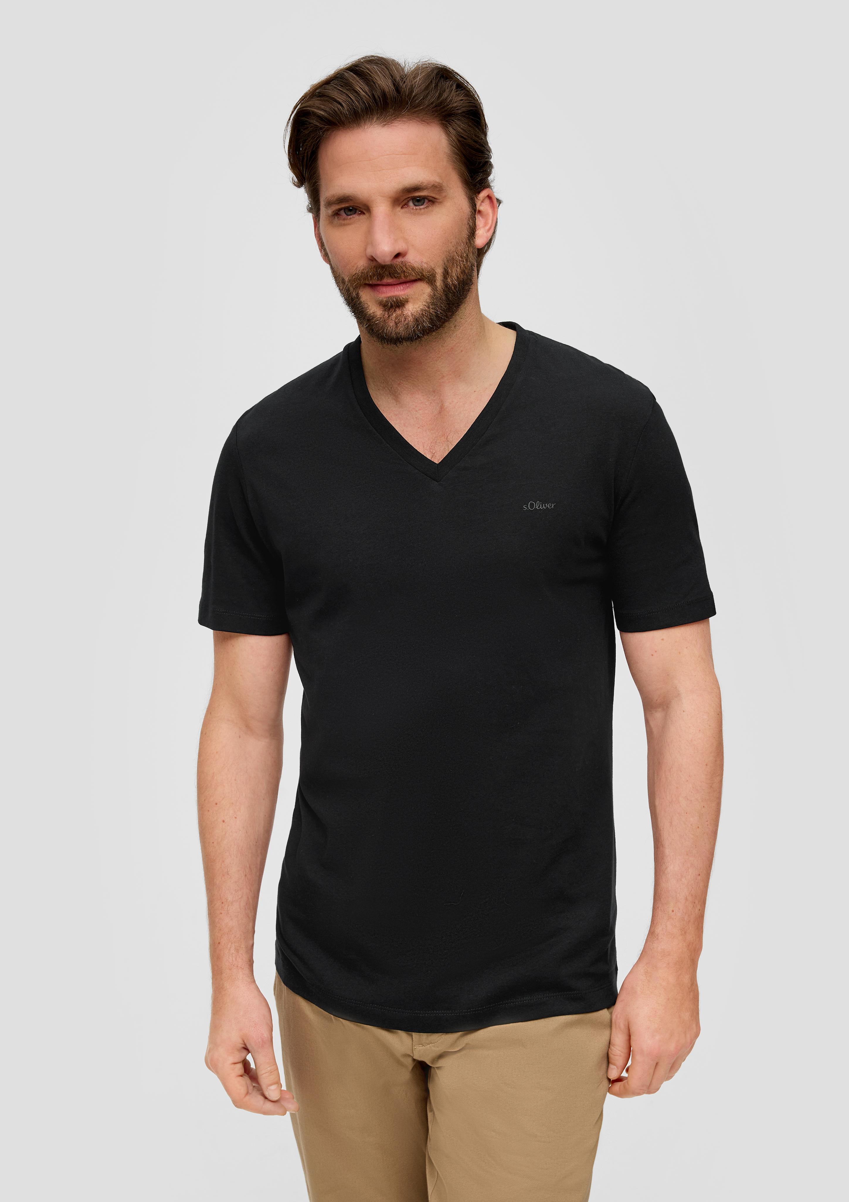 Baumwollshirt mit V-Ausschnitt  2143913-9999