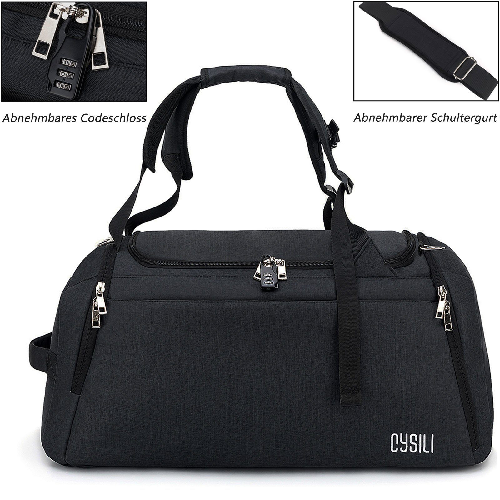 REDOM Reisetasche Trainingstasche Sporttasche Handtasche Schultertasche Seesack Sport (Fitness Tasche Schwimmtasche Sport Reise Tasche Übernachtungstasche, 42L, Zahlenschloss, groß, Weekender, mit Schuhfach Nassfach), Männer Frauen Reisen Gym Urlaub